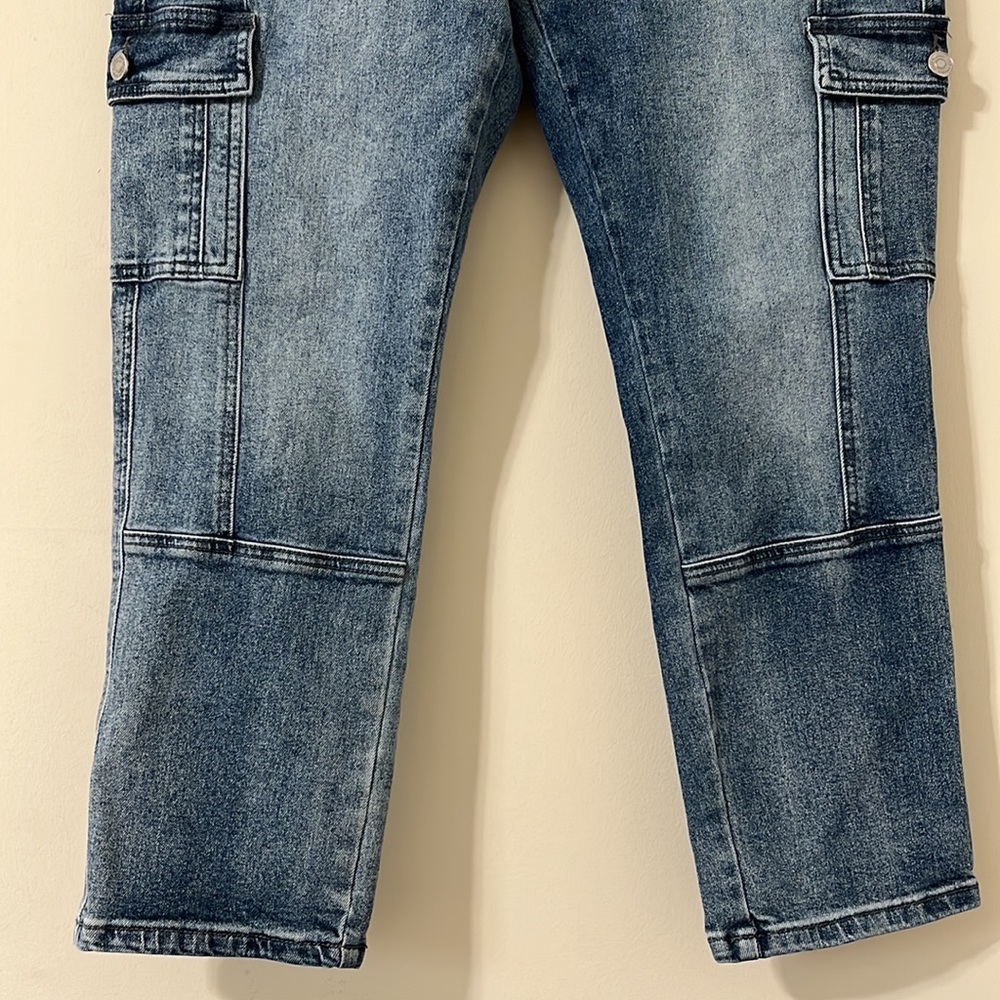 NWT Kancan Avery Straight Leg High Rise Cargo Jeans Dark Wash Size 29 - Picture 4 of 12